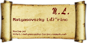 Matyasovszky Lőrinc névjegykártya
